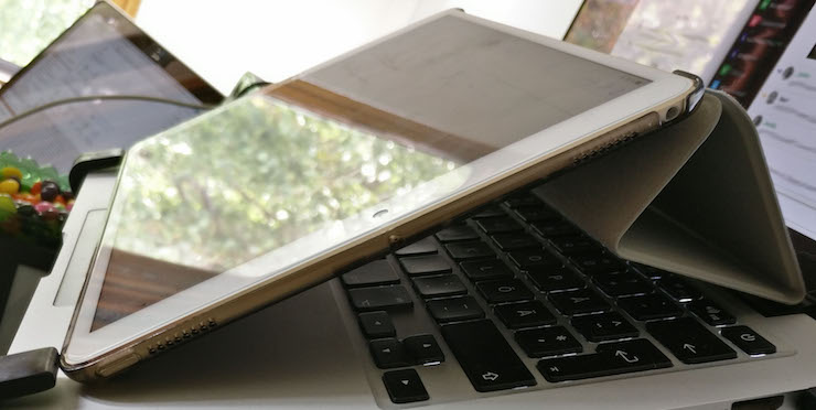 iPad resting on top of MacBook